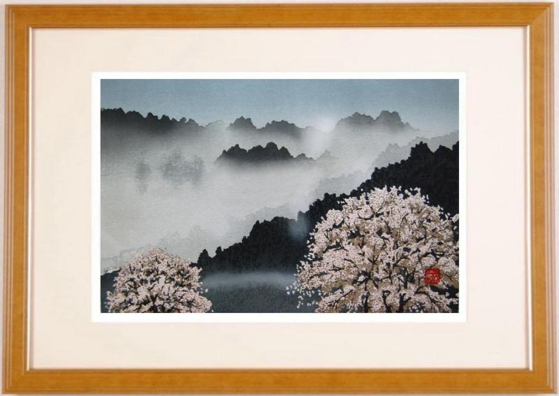 楽天市場】宮本秋風 木版画 雲母摺り『月下の桜』18版22度摺り