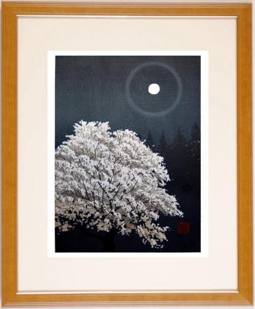 楽天市場】宮本秋風 木版画 雲母摺り『月下の桜』18版22度摺り