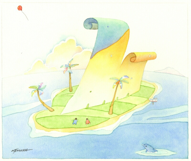 田原健二 ペーパーホテル インテリア 絵画 プレゼント 水彩画 額付き 国内送料無料