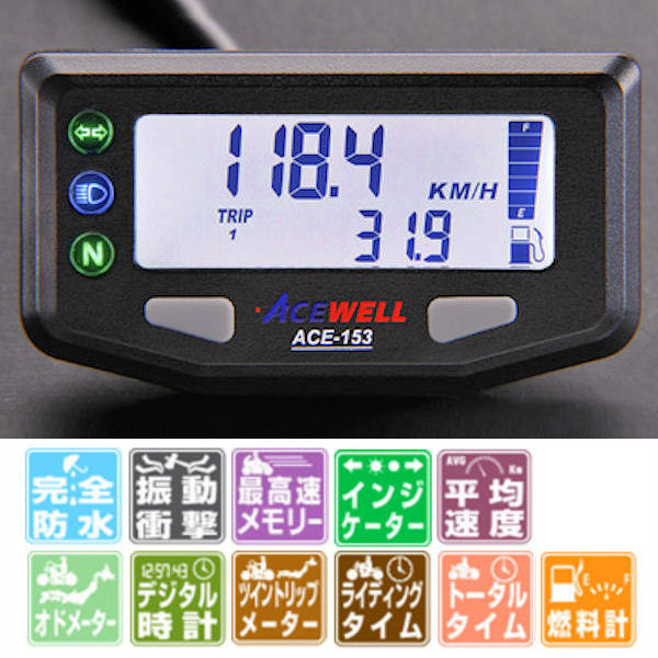 楽天市場】ACEWELL MD052-353 φ52小型多機能デジタルメーター ＋