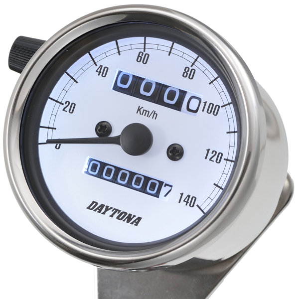 デイトナ DAYTONA 15635 機械式スピードメーター φ60 ホワイトLED照明 140km/h ステンレスボディ/ホワイトパネル 7,421円
