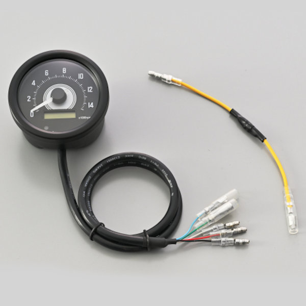 デイトナ DAYTONA 44204 VELONA 電気式タコメーター Φ60 15000rpm ブラックボディ ホワイト LED 汎用