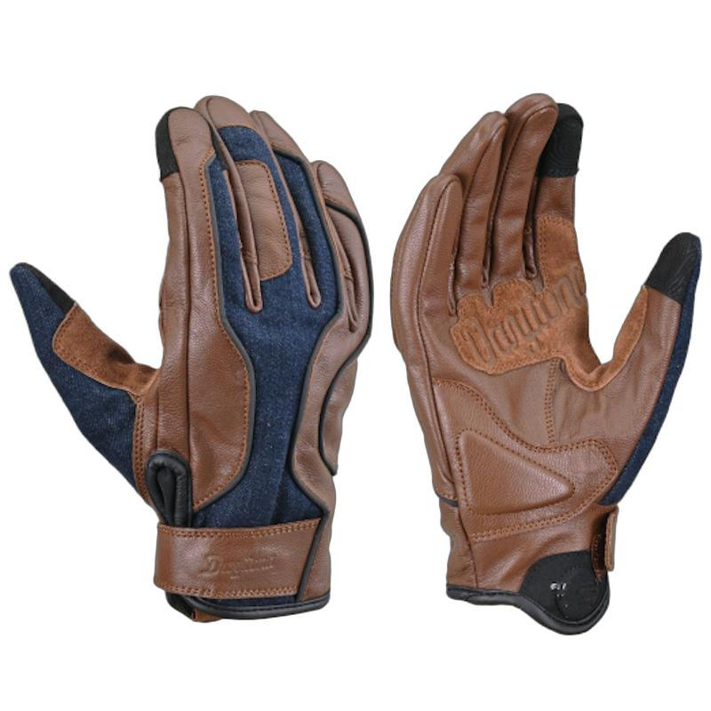 デイトナ DAYTONA DG-028 デニムストライプレザーグローブ ブラウン 62991 62993 62994 M L XL