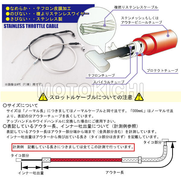 キタコ KITACO スロットルケーブル マグナ50 300MMロング ステンメッシュ 103-91-1085-20 【2021福袋】