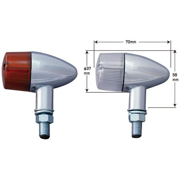 297581 Posh ポッシュ ティアドロップウインカー 4個セット 12V10Wオレンジバルブ付 クリアレンズ ホンダ モンキー(FI車) APE50/100