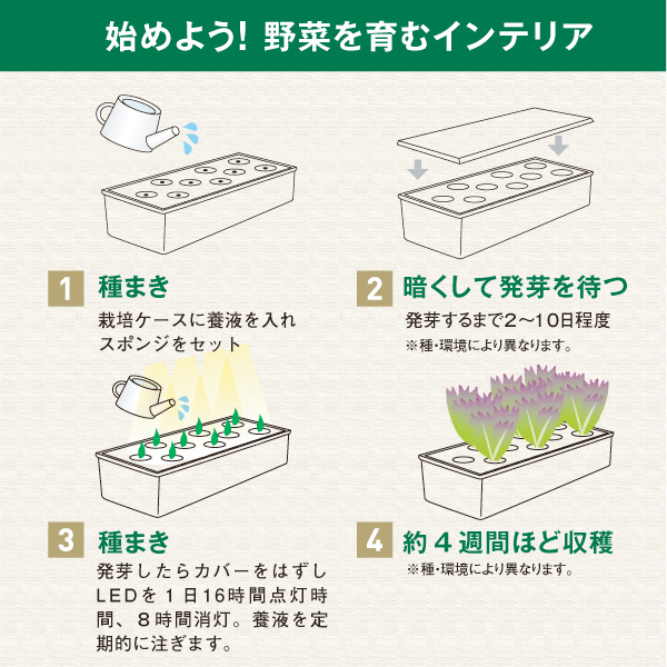 楽天市場 お好きな種を選べる水耕栽培キット タイマー付 Motom 灯菜 Akarina05 Oma05 Or オレンジハーブ種 サラダ菜種 液体肥料 スポンジ 水耕栽培器 植物育成ライト プランター 家庭菜園 野菜栽培 灯り工房 Motom モトム
