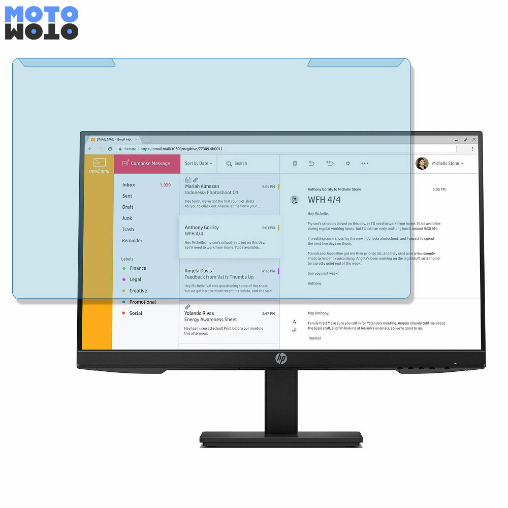 【ポイント2倍】 取り外し簡単 HP P24h 23.8インチ 16:9 向けの ブルーライトカット フィルター 光沢仕様 液晶保護 プロテクター