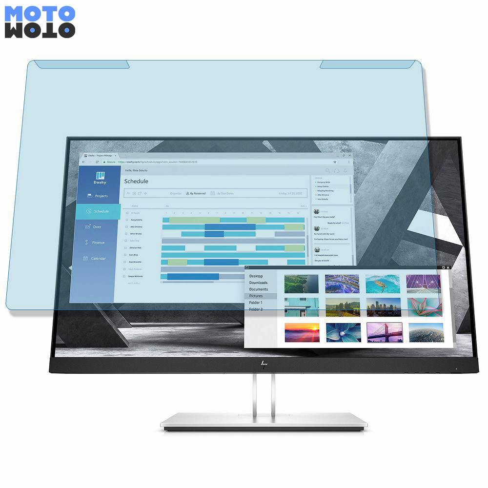 取り外し簡単 HP E27q G4 27インチ 16:9 向けの ブルーライトカット フィルター 光沢仕様 液晶保護 プロテクター