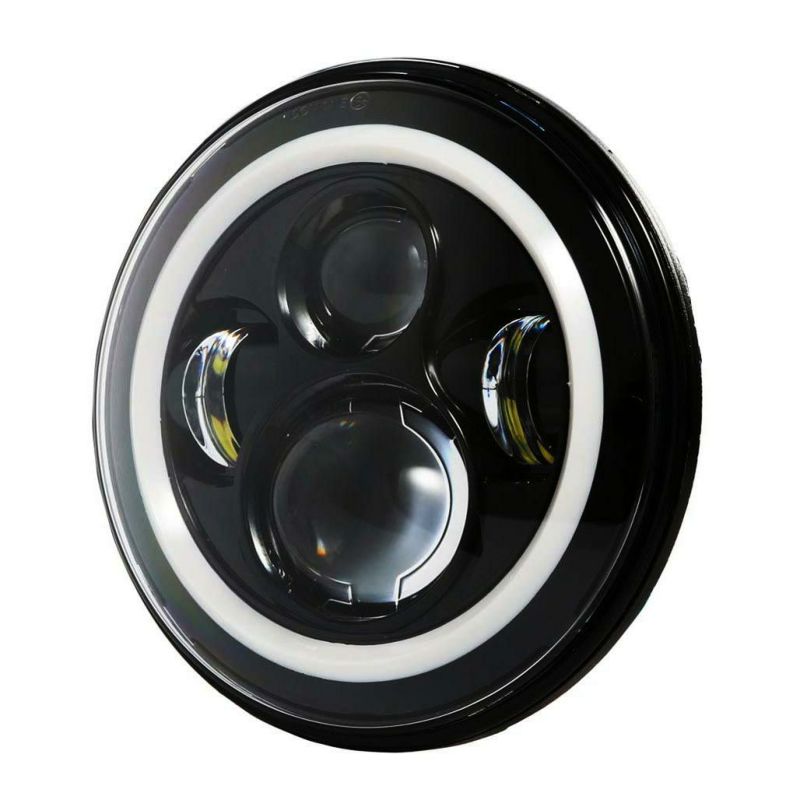 World Motor Works 7インチLEDヘッドライト ホワイトHALOリング　ブラック｜モトパーツ　店