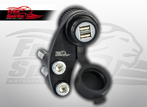 Free Spirits 12V USB チャージャー 2ポート付き ブラック