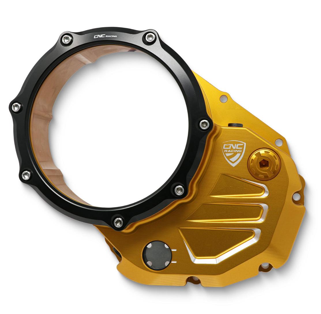 DUCATI スクランブラー （SCRAMBLER） クリアクラッチカバー ゴールド/ブラック CNC Racing