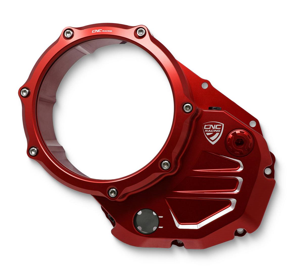DUCATI スクランブラー （SCRAMBLER） クリアクラッチカバー レッド CNC Racing｜モトパーツ　店