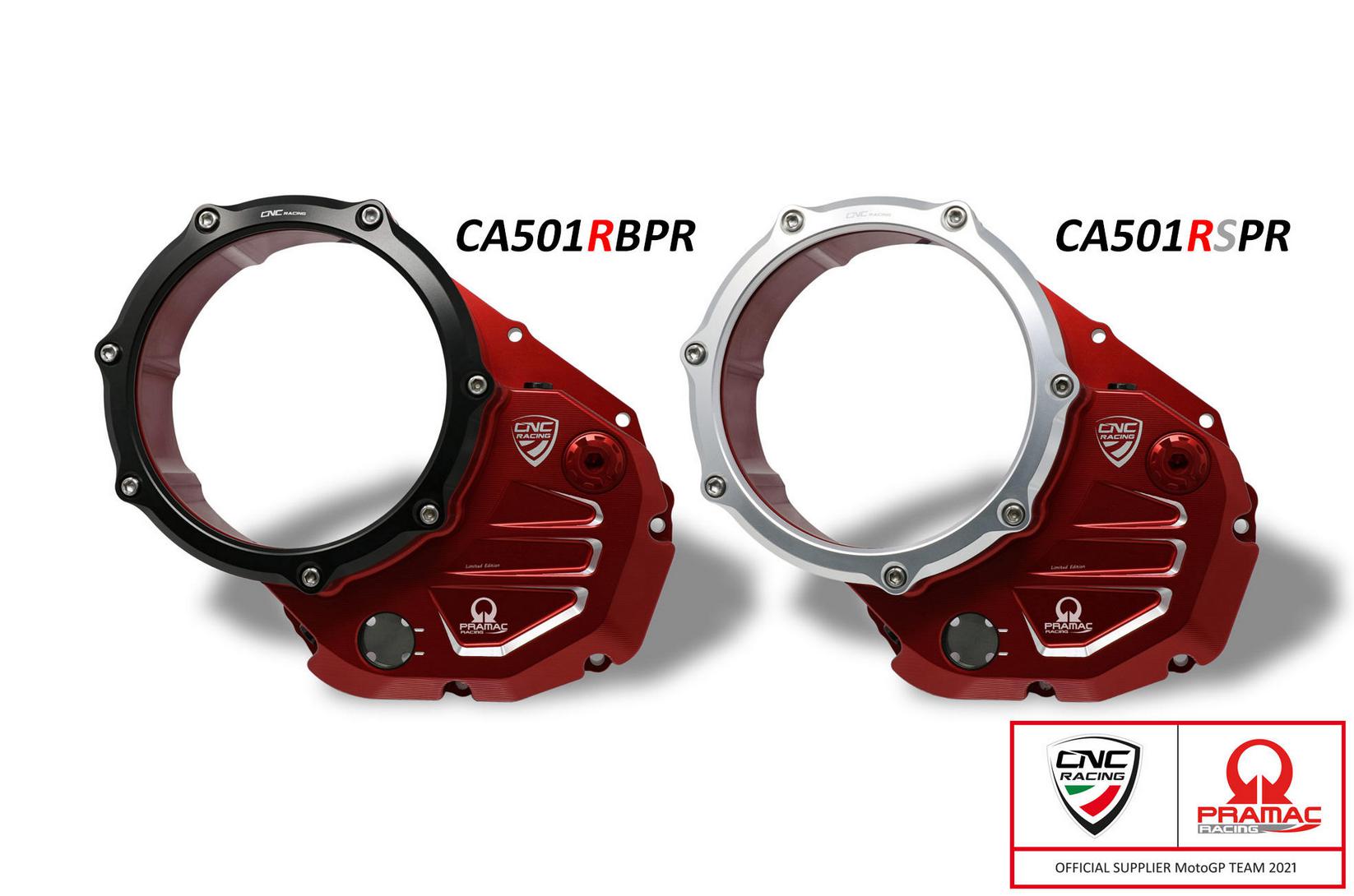DUCATI スクランブラー （SCRAMBLER） クリアクラッチカバー レッド/シルバー プラマックエディション CNC Racing