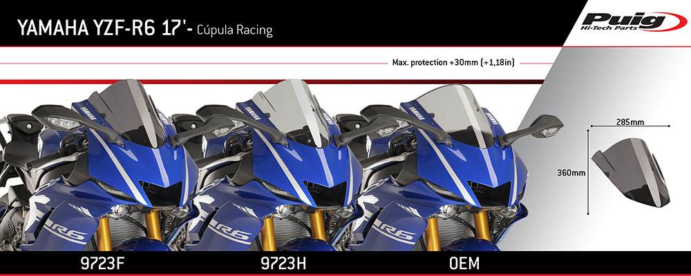 代引き人気 Puig 9723W RACING SCREEN CLEAR YZF-R6 17-22 YZF-R7 22