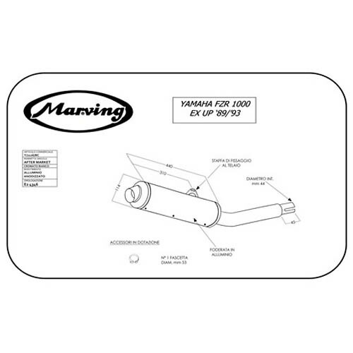 マービング(Marving) マフラー Cylindrical クロム+アルミ EU公道走行認可 FZR1000 EXUP '89 Y/2126/BC