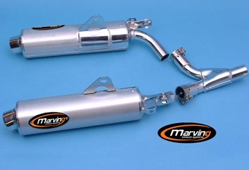 マービング(Marving) デュアルマフラー Amacal クロム+アルミ EU公道走行認可 DR650RS/RSE 90- S/AAA/37/BC｜モトパーツ　店