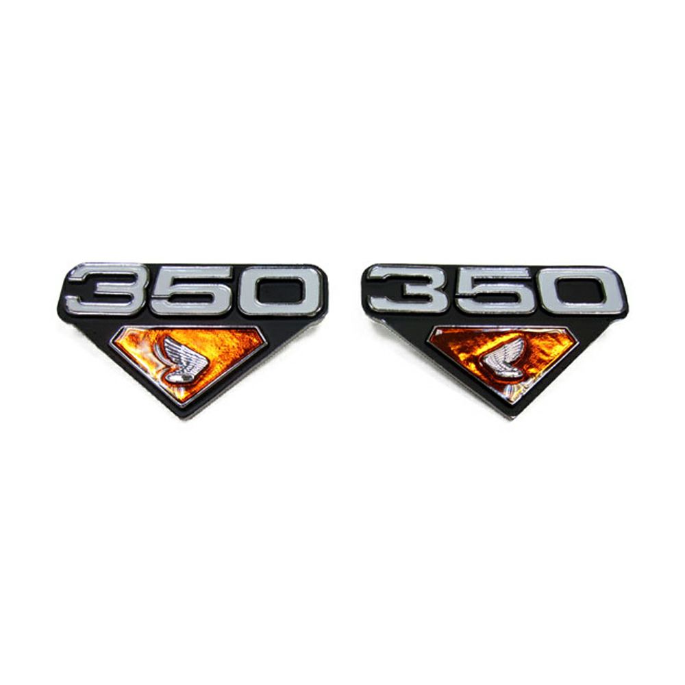 ホンダ 350 エンブレムセット (ブラックベース/白文字) MCS