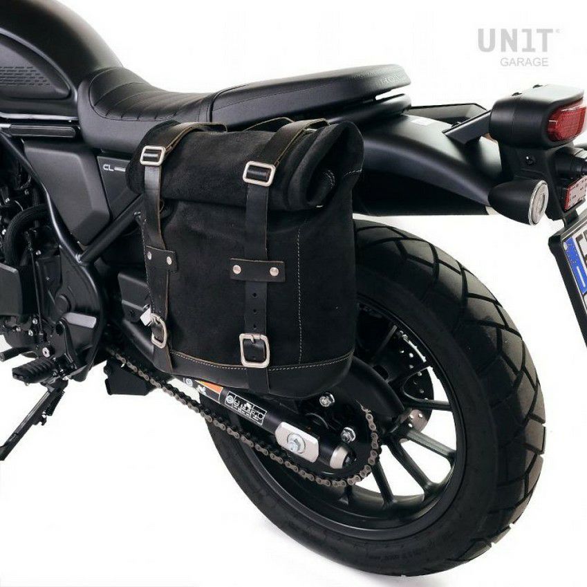 CL500/CL250 スエード サイドバッグ 10L-14L ジェットブラック 左側 ユニットガレージ|モトパーツ 店