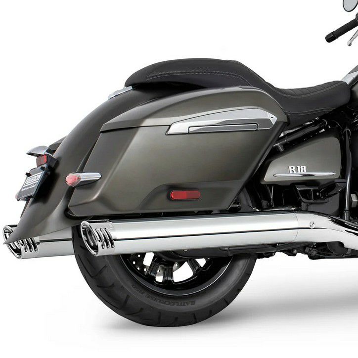 BMW R18B バガー/R18 トランスコンチネンタル 22- スリップオンマフラー 4インチ径 クローム レーシングテール フリーダムパフォーマンス|モトパーツ 店