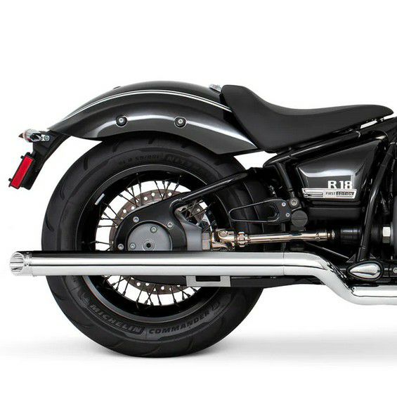 BMW R18 20- スリップオンマフラー 2.5インチ径 36インチ長 クローム スラッシュカット フリーダムパフォーマンス