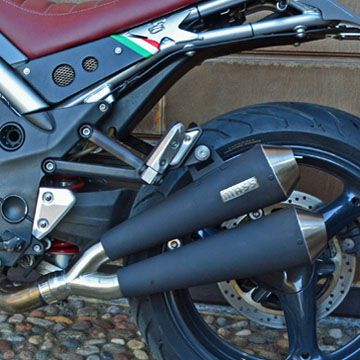MOTO GUZZI(モトグッチ) GRISO グリーゾ Tromb レトロ ダブルステンレス スリップオンマフラー マットブラック MASS Exhaust