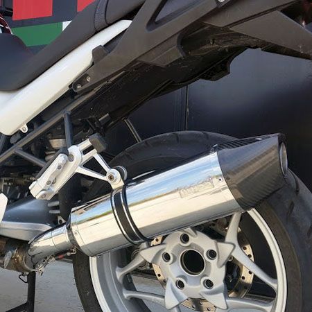 BMW R1200R オーバルステンレス スリップオンマフラー カーボンチップ MASS Exhaust｜モトパーツ　店