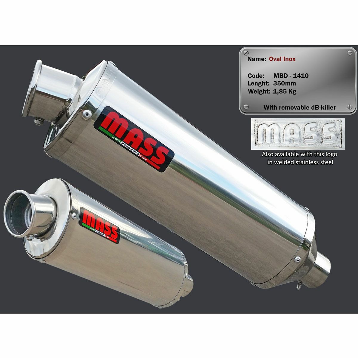 ドゥカティ 848/1098/1198 オーバルステンレス スリップオンマフラー MASS Exhaust