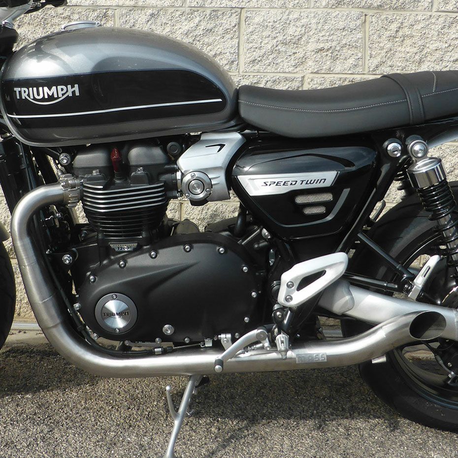 トライアンフ スピードツイン1200 ステンレス2in2 Hot Rod フルエキゾーストマフラー サテン MASS Exhaust｜モトパーツ　店