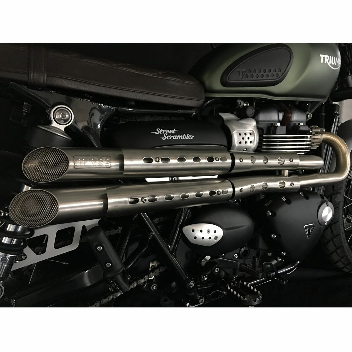 トライアンフ ストリートスクランブラー ステンレス2in2 Mohave UK フルエキゾーストマフラー サテン(レーシング) MASS Exhaust