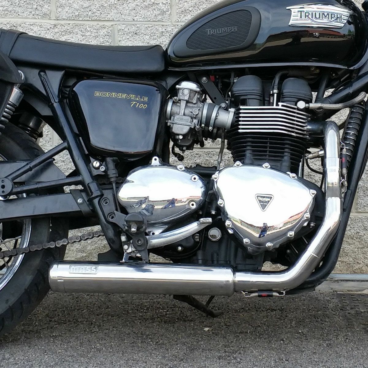 トライアンフ 空冷スラクストン ステンレス2in1 Cross フルエキゾーストマフラー ポリッシュ MASS Exhaust