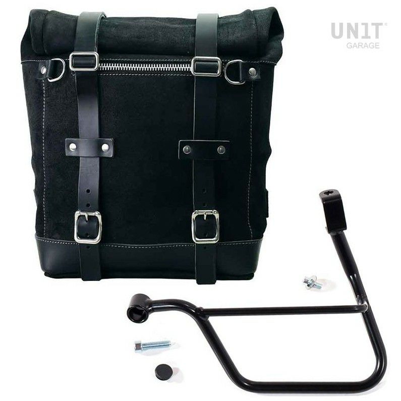 トライアンフ 水冷 T100/T120 サイドバッグ ワックススウェード製 ジェットブラック 22L-30L + サブフレーム 左側 Unit Garage(ユニットガレージ)|モトパーツ 店