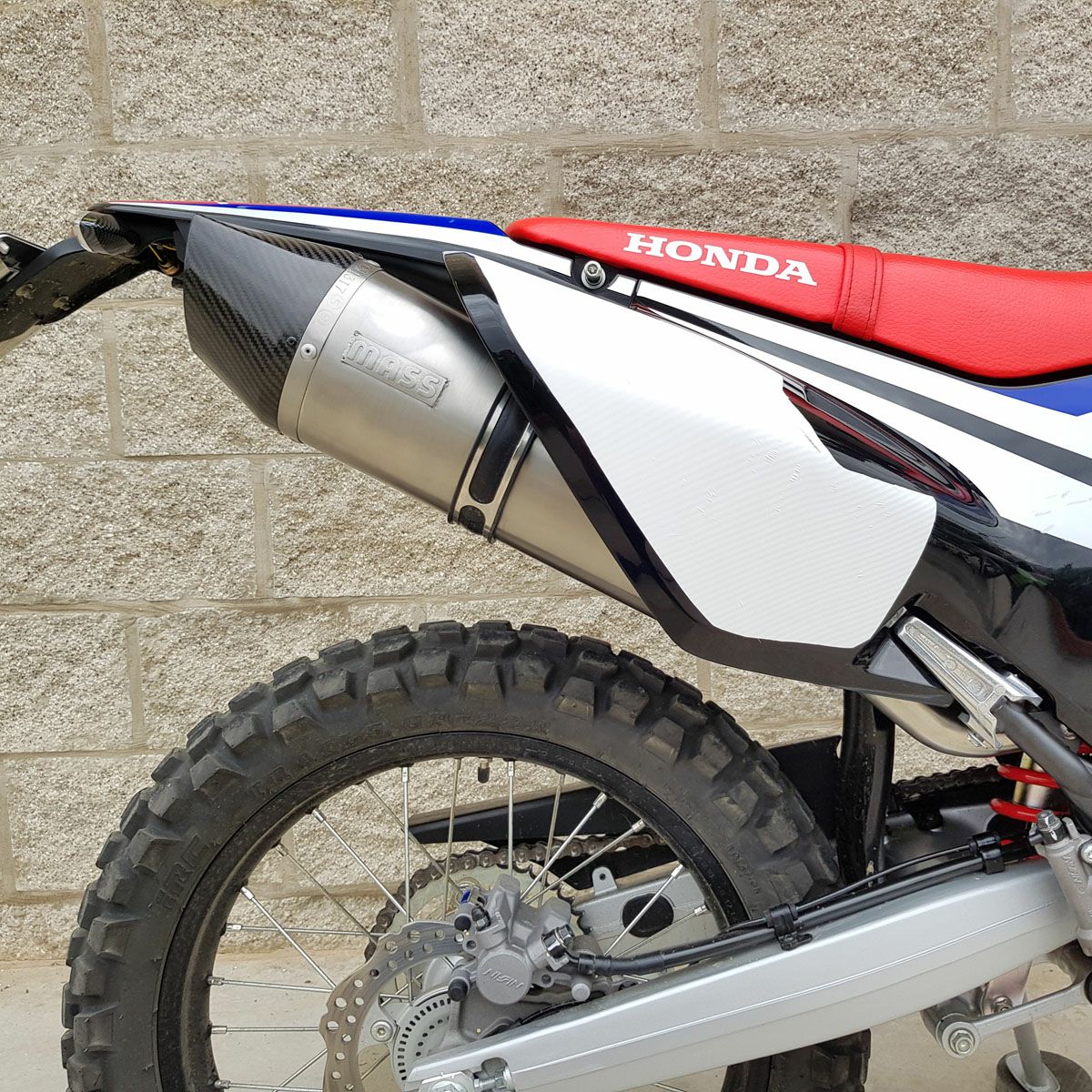 CRF250 Rally オーバルステンレス スリップオンマフラー カーボンチップ MASS Exhaust