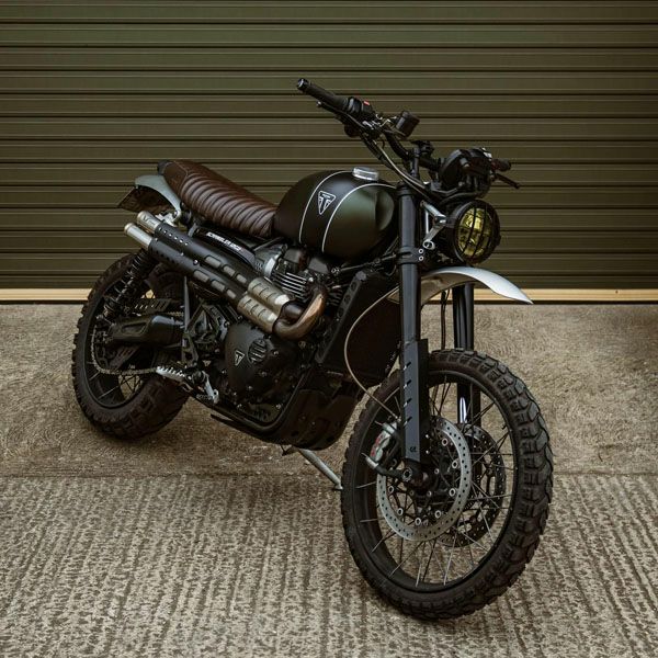 トライアンフ スクランブラー 1200 XE/XC ～23 コニカルエンドスリップオンマフラー ブラッシュ＋セラミックブラックヒートガード HITCHCOX