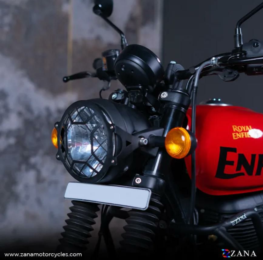 ロイヤルエンフィールド ハンター350 ヘッドライトガード ステンレス ブラック ZANA Motorcycles