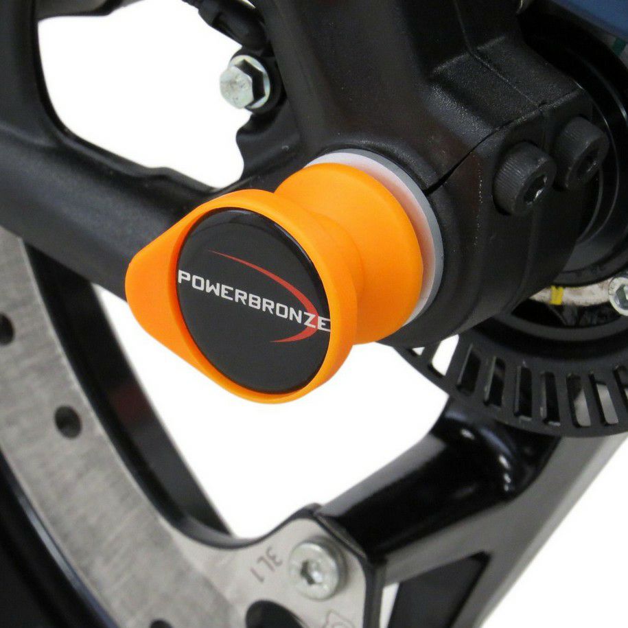 KTM 125/250/390 DUKE 24- フロントアクスルスライダー オレンジ パワーブロンズ
