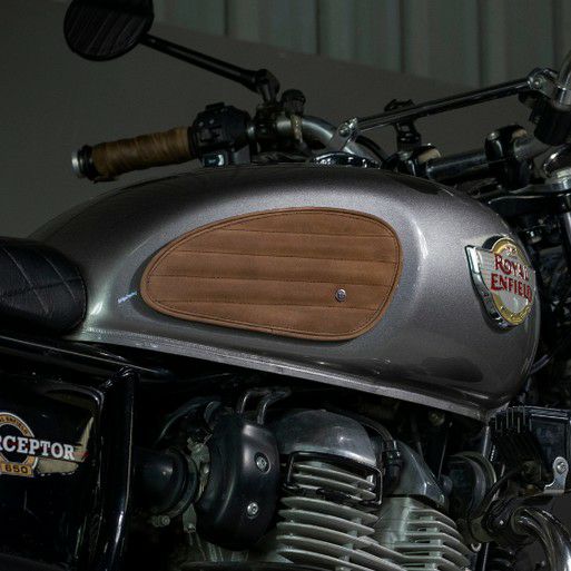 TRIP MACHINE(トリップマシン) タンクパッド レザー クラシックストライプ タバコブラウン 汎用
