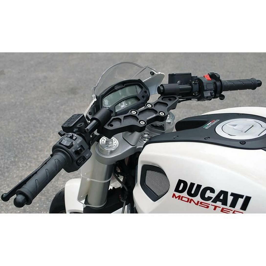 DUCATI モンスター696/796/1100 1-3 インチ ライズアダプタープレート セパハンXLバー ブラック ウッドクラフト|モトパーツ 店