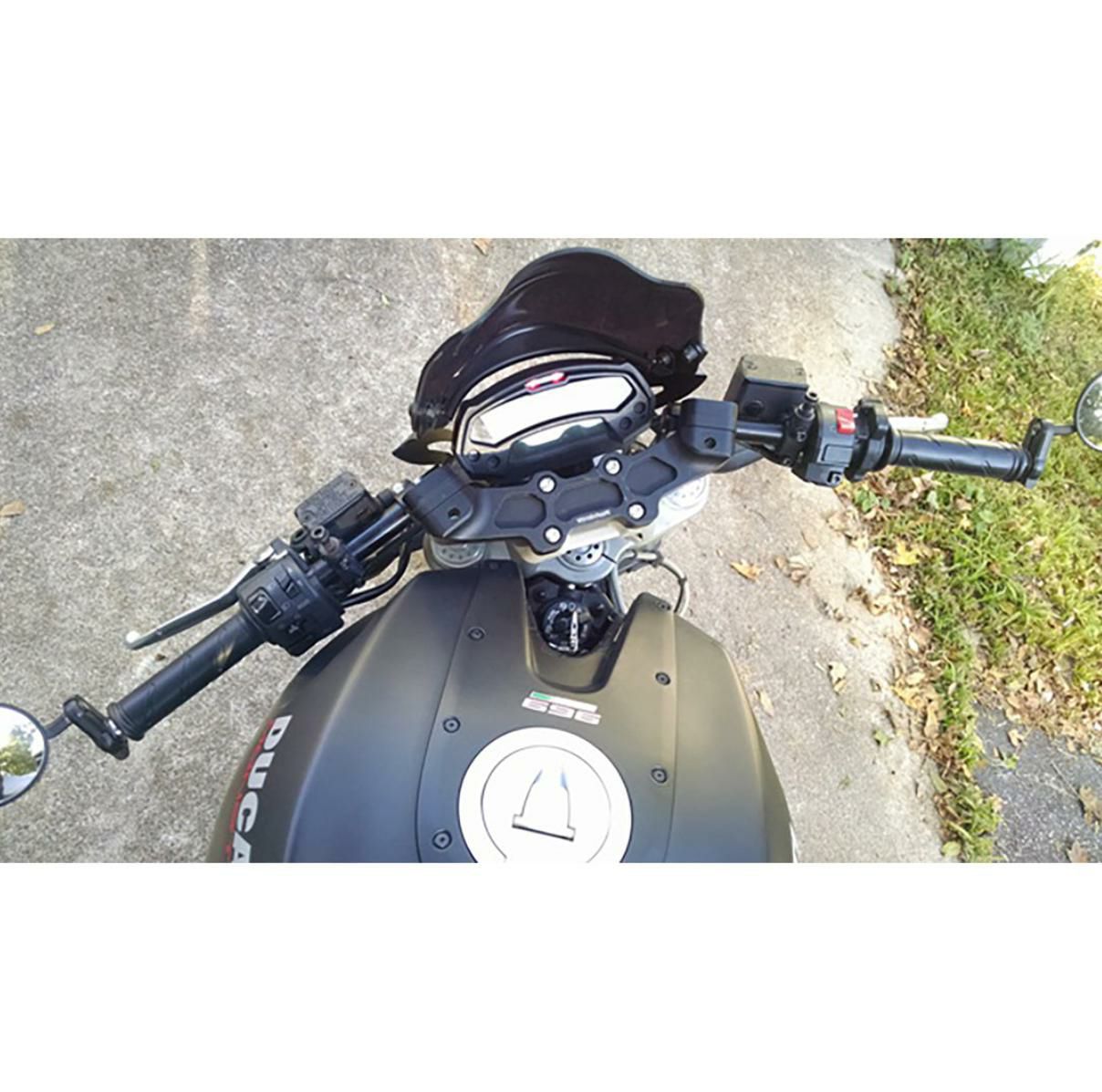 DUCATI モンスター696/796/1100 35mm ライズフロントマウント アジャスタブルアダプタープレート セパハン XLバーブラック ウッドクラフト