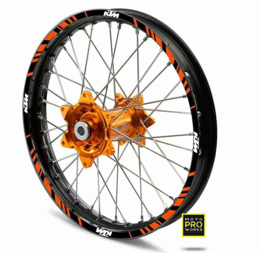 Moto Pro Works (モトプロワークス) リムステッカー KTM STRIPE (ブラック/オレンジ) マット仕上