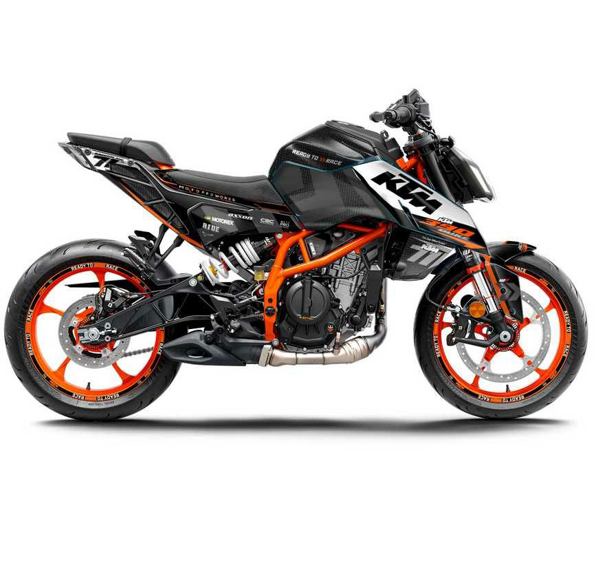 Moto Pro Works フルデカールキット Rasorblade (ブラック/オレンジ) KTM 390デューク (2024-)
