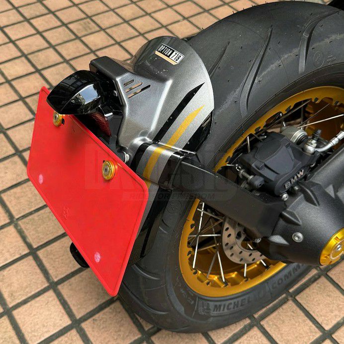 BMW R12 リアマッドガード ライセンスサポート フェンダーレス ブラック/レッドメタリック DKデザイン