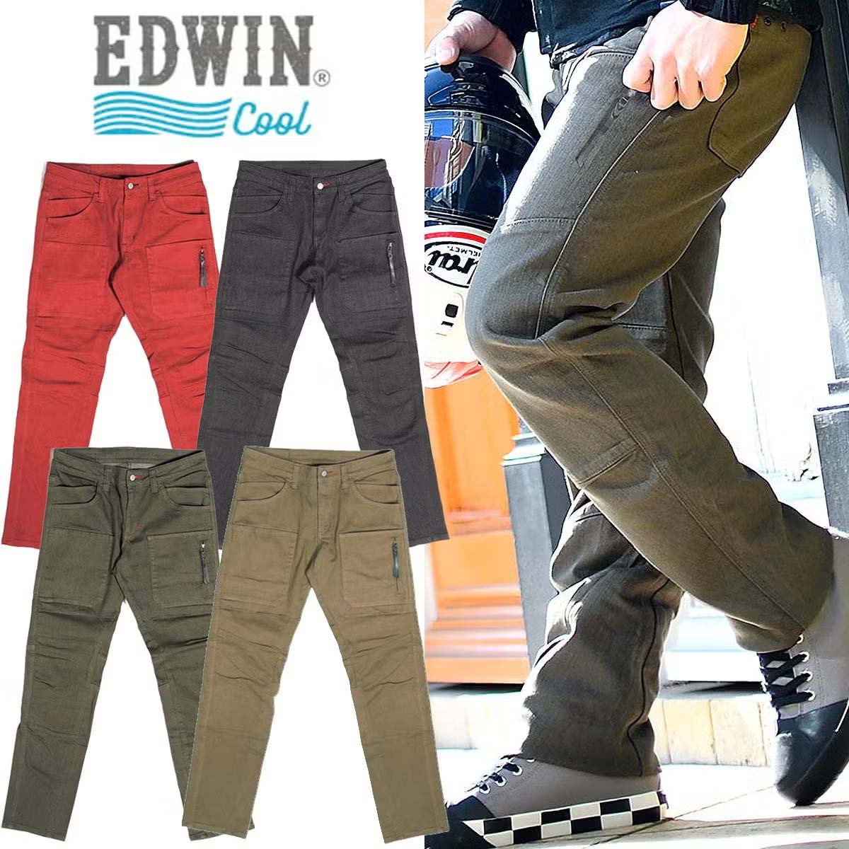 56デザイン エドウィン コラボ 3Dフィット クール カーゴ パンツ &rsquo;26 バイク ウェア パンツ 56design EDWIN Collab 3D FIT COOL CARGO PANTS &rsquo;26｜Motorimoda