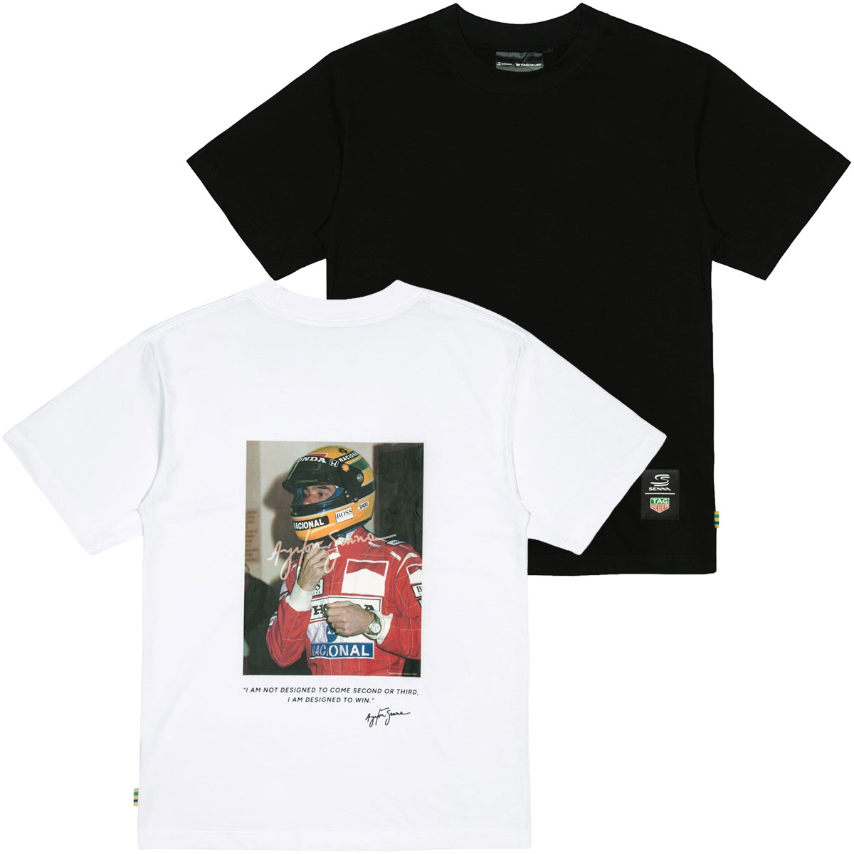 Tシャツ アイルトン・セナ&times;タグ・ホイヤー オーバーサイズ トゥ ウィン Tシャツ モータースポーツ ウェア AyrtonSenna AS X TAG HEUER OVERSIZE DESIGNED TO WIN TEE｜Motorimoda