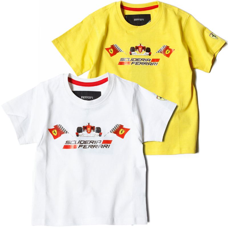 Ferrari ハーフジップTシャツ 2色セット 楽天市場】フェラーリ Tシャツ スクデット フラッグ キッズ T