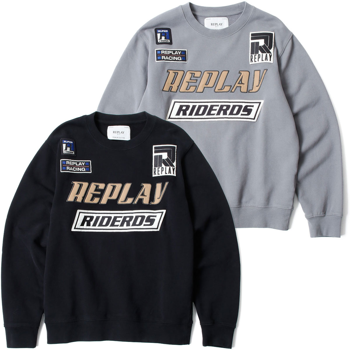 リプレイ スウェット ピーチハンド コットン フリース スウェット バイク ウェア トップス REPLAY PEACH HAND COTTON FLEECE