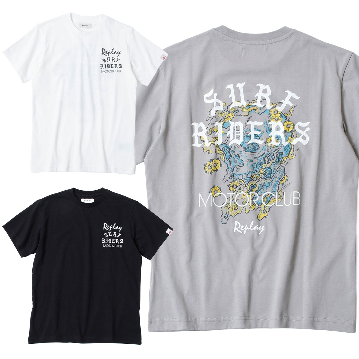 リプレイ Tシャツ プリント Tシャツ バイク ウェア トップス REPLAY SURF RIDERS T-SHIRT｜Motorimoda 8,954円
