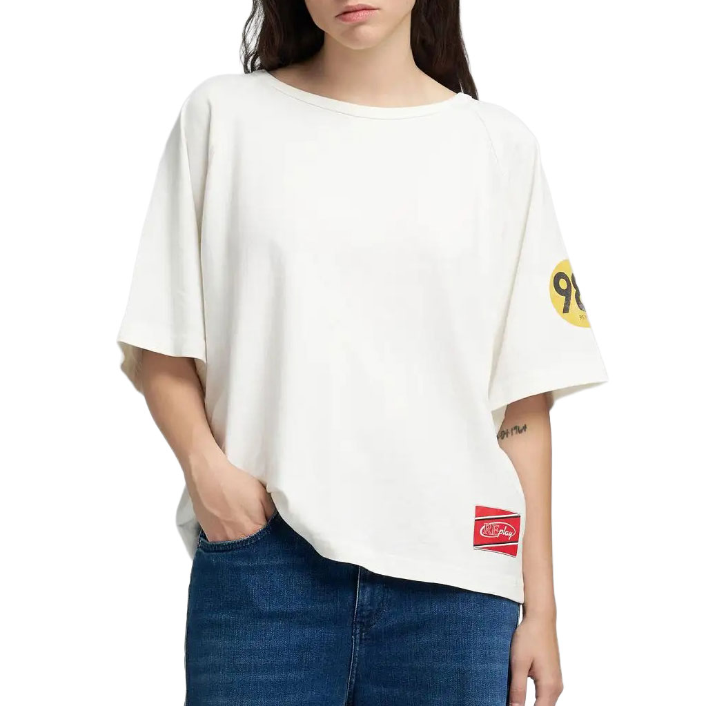 リプレイ Tシャツ オーバーサイズ コットン Tシャツ バイク ウェア トップス REPLAY OVERSIZED COTTON T-SHIRT