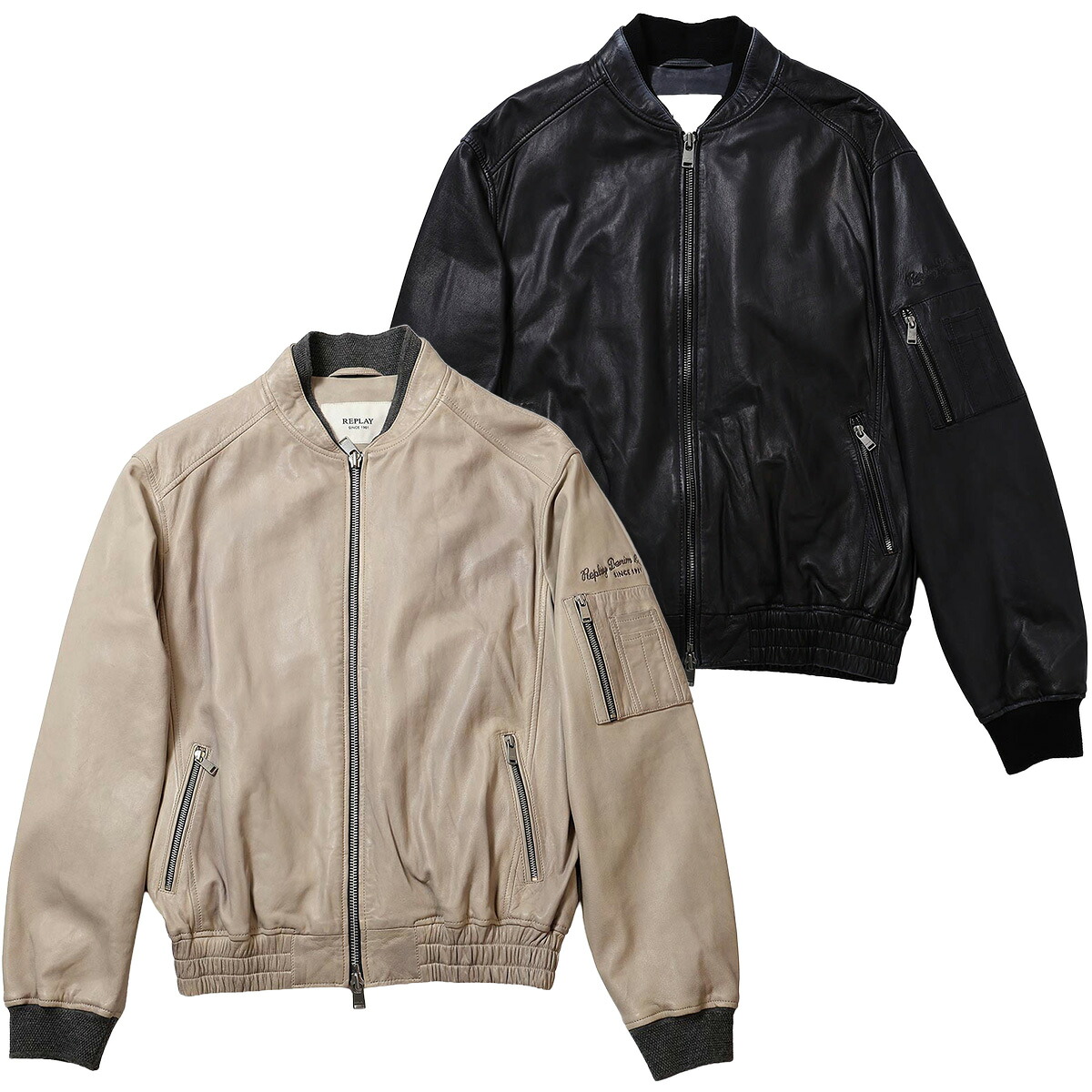 リプレイ ラムレザーボンバージャケット バイク ウェア アウター REPLAY LAMB LEATHER BOMBER JACKET｜Motorimoda