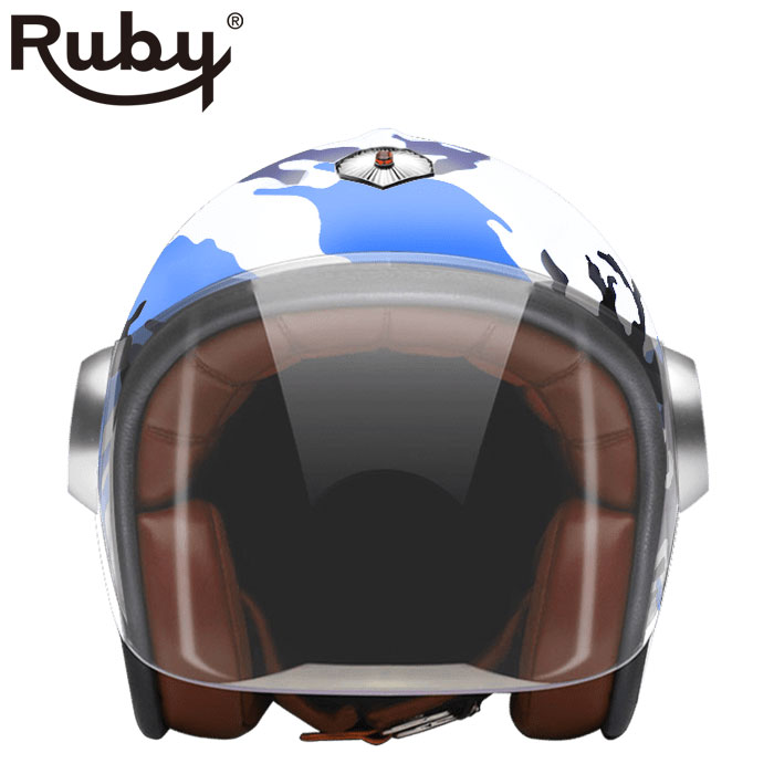ジェット ルビー カモフラージュ ブルー(ベルベデーレ) バイク ヘルメット Ruby