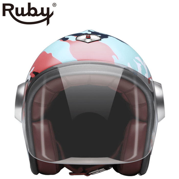 ジェット ルビー カモフラージュ オレンジ(ベルベデーレ) バイク ヘルメット Ruby